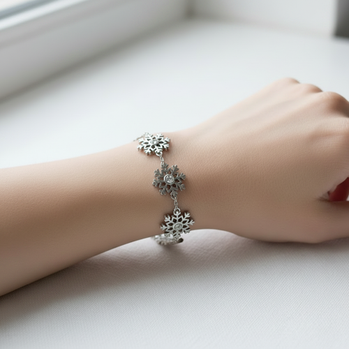 Frost Snowflake Bracelet on wrist close-up